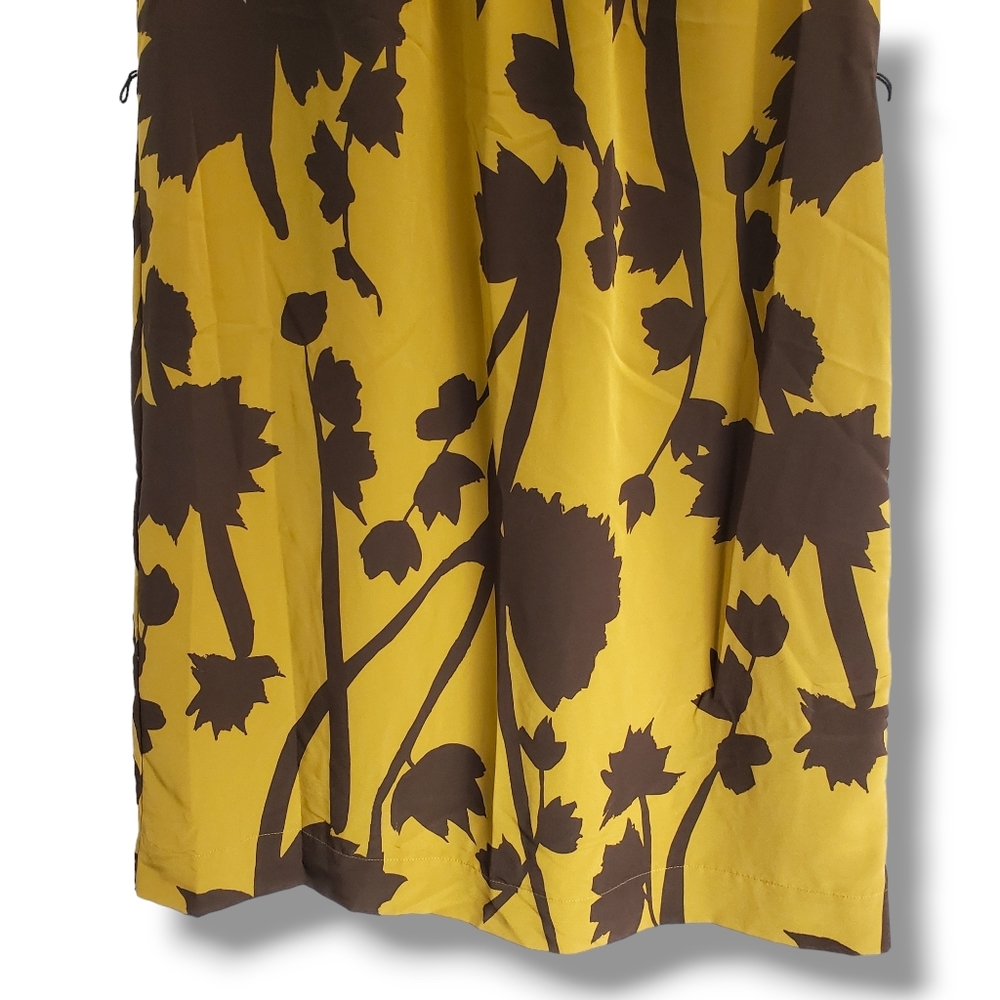SimplyVera Vera Wang Mustard Yellow Leaf Patterned Dress Size 12 - Picture 3 of 10
